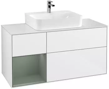 Villeroy & Boch Finion LED-Waschtischunterschrank 1200x603x501mm wei&szlig; gl&auml;nzend/olive matt (F161GMGF)