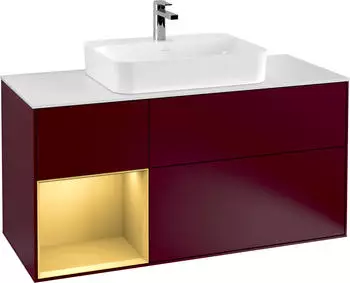 Villeroy & Boch Finion Waschbeckenunterschrank 1200x603x501mm Peony/Gold matt mit Beleuchtung (F411HFHB)