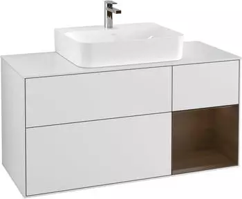Villeroy & Boch Finion F17 Waschbeckenunterschrank 1200x603x501mm, wei&szlig; matt/Nussbaum (F171GNMT)