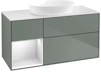 Villeroy & Boch Finion LED-Waschtischunterschrank 1200x603x501mm olive matt/wei&szlig; matt (FA61MTGM)