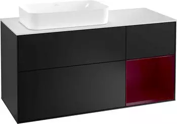 Villeroy & Boch Finion Waschbeckenunterschrank 1200x603x501mm, Becken links, Regal rechts, 3 Ausz&uuml;ge, LED (F691HBPD)