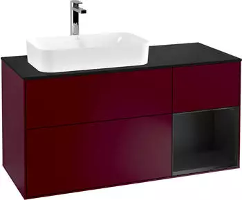 Villeroy & Boch Finion Waschbeckenunterschrank 1200x603x501mm Peony/schwarz matt mit Beleuchtung (F282PDHB)