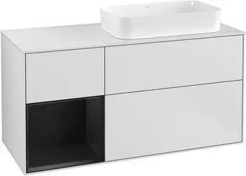 Villeroy & Boch Finion Waschbeckenunterschrank 1200x603x501mm, wei&szlig;/schwarz matt, mit Beleuchtung (F681PDMT)
