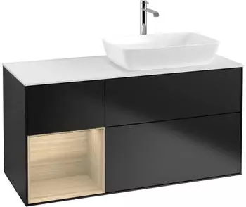 Villeroy & Boch Finion Waschtischunterschrank mit LED 1200x603x501mm schwarz matt/Eiche Furnier (F801PCPD)