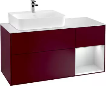 Villeroy & Boch Finion Waschbeckenunterschrank Becken links, Regal rechts, 3 Ausz&uuml;ge, LED (F151MTHB)