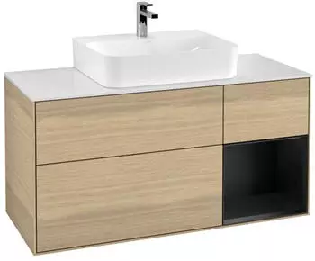 Villeroy & Boch Finion Waschtischunterschrank mit LED 1200x603x501mm, Eiche/schwarz matt (F171PDPC)