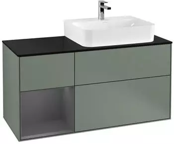 Villeroy & Boch Finion Waschtischunterschrank 1200mm mit LED, olive matt/anthrazit matt (F142GKGM)