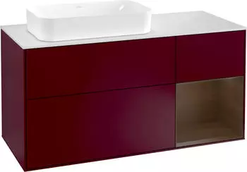 Villeroy & Boch Finion Waschbeckenunterschrank, Becken links, Regal rechts, 3 Ausz&uuml;ge, LED (F691GNHB)