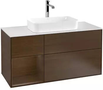 Villeroy & Boch Finion Waschbeckenunterschrank mit Konsolenplatte, Becken mittig, Regal links (F291GNGN)