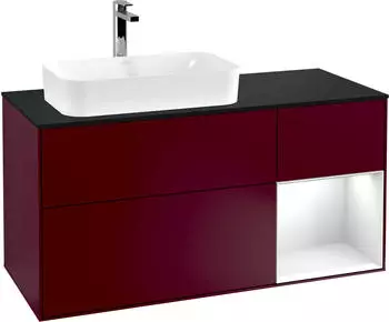 Villeroy & Boch Finion Waschbeckenunterschrank, Becken links, Regal rechts, 3 Ausz&uuml;ge, LED (F282GFHB)