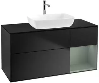 Villeroy & Boch Finion Waschtischunterschrank mit LED 1200x603x501mm schwarz matt/olive matt (F832GMPD)