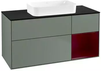 Villeroy & Boch Finion Waschtischunterschrank 1200mm LED, olive matt/pfingstrose matt (F712HBGM)