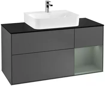 Villeroy & Boch Finion Waschtischunterschrank mit LED 1200x603x501mm anthrazit matt/olive matt (F172GMGK)