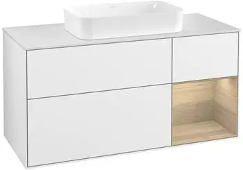 Villeroy & Boch Finion Waschtischunterschrank 1200x603x501mm wei&szlig; gl&auml;nzend/Eiche Furnier (F301PCGF)