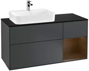 Villeroy & Boch Finion Waschtischunterschrank 1200x603x501mm mitternachtsblau/Walnuss Furnier (F402GNHG)