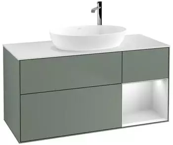 Villeroy & Boch Finion LED-Waschtischunterschrank 1200x603x501mm olive matt/wei&szlig; matt (F951MTGM)