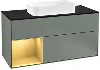 Villeroy & Boch Finion Waschtischunterschrank 1200x603x501mm olive matt/gold matt (F292HFGM)