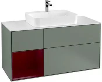 Villeroy & Boch Finion LED-Waschtischunterschrank 1200x603x501mm olive matt/pfingstrose matt (F411HBGM)