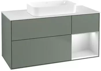 Villeroy & Boch Finion LED-Waschtischunterschrank 1200x603x501mm olive matt/wei&szlig; matt (F711MTGM)