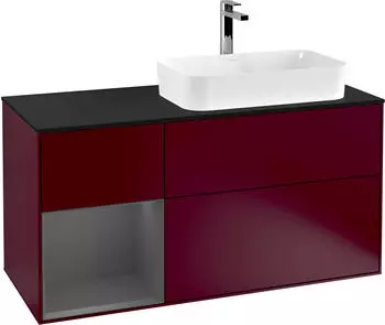 Villeroy & Boch Finion Waschbeckenunterschrank, Becken rechts, Regal links, 3 Ausz&uuml;ge, LED-Beleuchtung (F272GKHB)