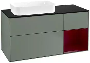 Villeroy & Boch Finion LED-Waschtischunterschrank 1200x603x501mm olive matt/pfingstrose matt (F692HBGM)