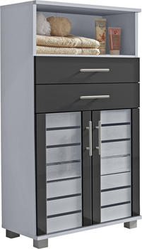 Schildmeyer Nikosia Midischrank 110,5cm 2.trg. 2 Schubladen 1 Fach silber glanz/anthrazit glanz