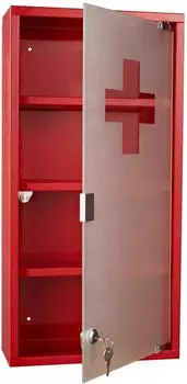 HomCom Medizinschrank zum Abschlie&szlig;en rot (02-0547)