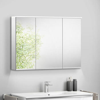 Evineo ineo PRO Spiegelschrank mit Waschtischbeleuchtung + 3 Türen B100 H71 BEA050MI