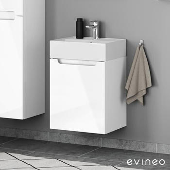 Evineo ineo5 Handwaschbeckenunterschrank mit 1 Tür mit Griffmulde B50 H57 BE0353WH