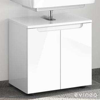 Evineo ineo5 Waschtischunterschrank ohne Waschtischanbindung mit 2 Türen, mit Griffmulde B60 H58 BE0313WH