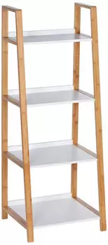Wenko Badezimmerregal Braun Weiß Holz Bambus 43x112x36cm stehend