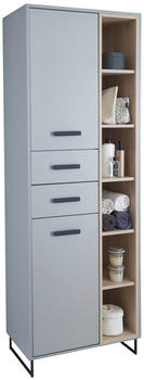 XORA Hochschrank Grau Sonoma Eiche Kunststoff 7 F&auml;cher 2 Schubladen 65x185x38cm stehend