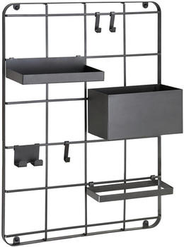 Kleine Wolke Badezimmerregal Grid Schwarz Metall 42x55x13cm h&auml;ngend