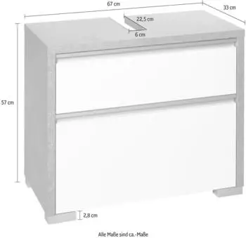 Schildmeyer Bello 67x33x57cm steingrau/wei&szlig; glanz (140901)