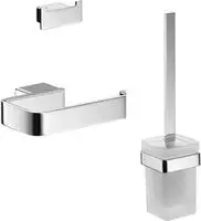 Emco Loft WC-Set 059800102 chrom, Papierhalter ohne Deckel, B&uuml;rstengarnitur und