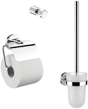emco Polo WC-Set, Papierhalter, Bürstengarnitur, Haken, Chrom (079800100)
