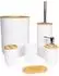 Intirilife Badezimmer-Zubehör-Set 6-tlg., Bambus/Kunststoff, weiß (IL-100951)