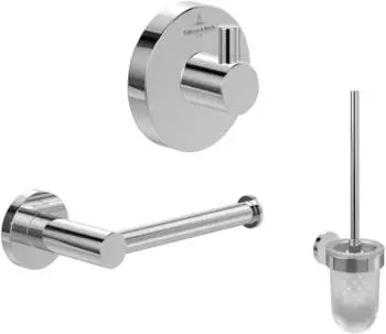 Villeroy & Boch Elements-Tender Badaccessoire-Set 3-in-1, Handtuchhaken, Toilettenpapierhalter & Bürstengarnitur, chrom