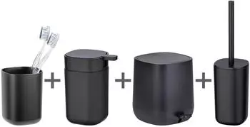 Wenko Davos Bad-Accessoire Set 4-tlg., schwarz (Davos)