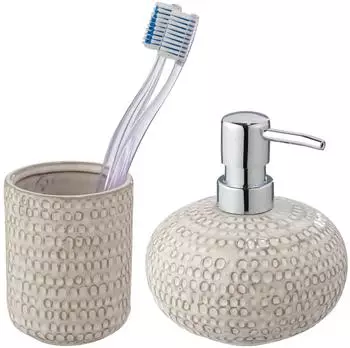 Wenko Pergole Bad-Accessoire-Set 2-teilig, Keramik (Seifenspender & Zahnputzbecher)
