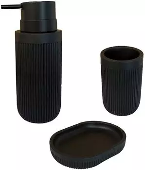 Relaxdays Badaccessoire-Set 3-teilig, schwarz