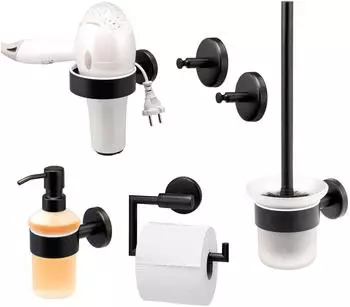 bremermann PIAZZA BLACK Badaccessoire-Set 5-tlg., Edelstahl schwarz (9041900)