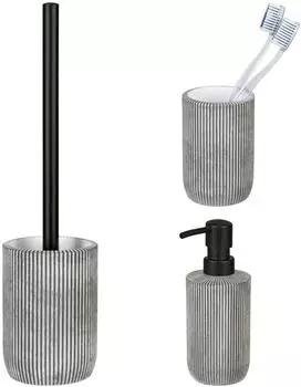 Schöner Wohnen Antella Bad-Accessoire-Set 3-teilig, grau, Polyresin (71403800)