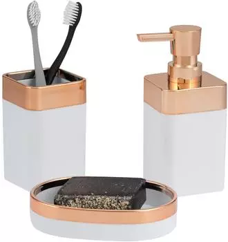 bremermann Savona Badezimmer-Set 3-tlg., Kunststoff, weiß/rosegold