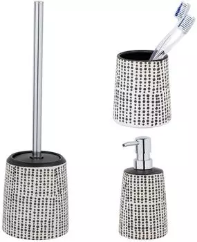 Schöner Wohnen Brento Bad-Accessoire Set 3-teilig, Keramik mit Punkt-Muster (71407800)