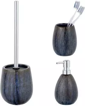 Schöner Wohnen Ronta Bad-Accessoire-Set, Keramik, braun, 3-teilig (71404800)