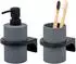 bremermann Savona Bad-Accessoires Set 2tlg., Seifenspender & Becher, Kunststoff grau