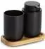 Zeller ALMA Bad-Accessoires-Set 3-tlg., Kunststoff/Bambus, schwarz (18793)