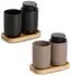 Zeller ALMA Bad-Accessoires-Set 3-tlg., Kunststoff/Bambus, schwarz (18793)