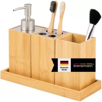 bremermann Badezimmer-Accessoire-Set 4-tlg. mit Ablage, Bambus (9305700)